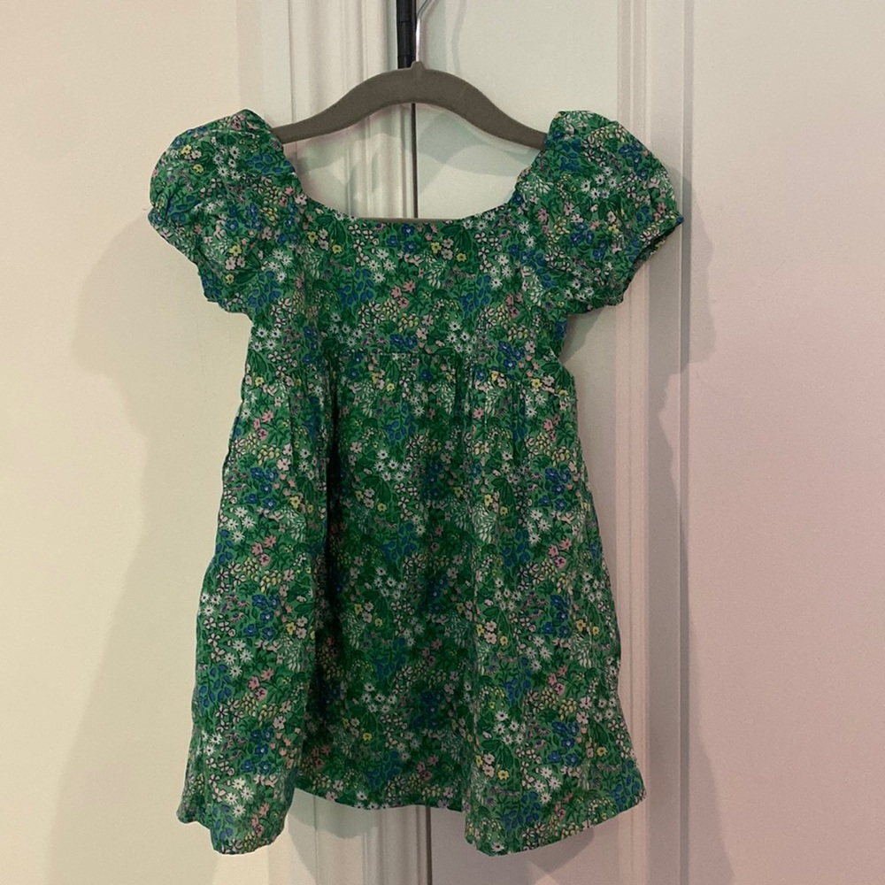 Janie and Jack Green Floral Kids Dress